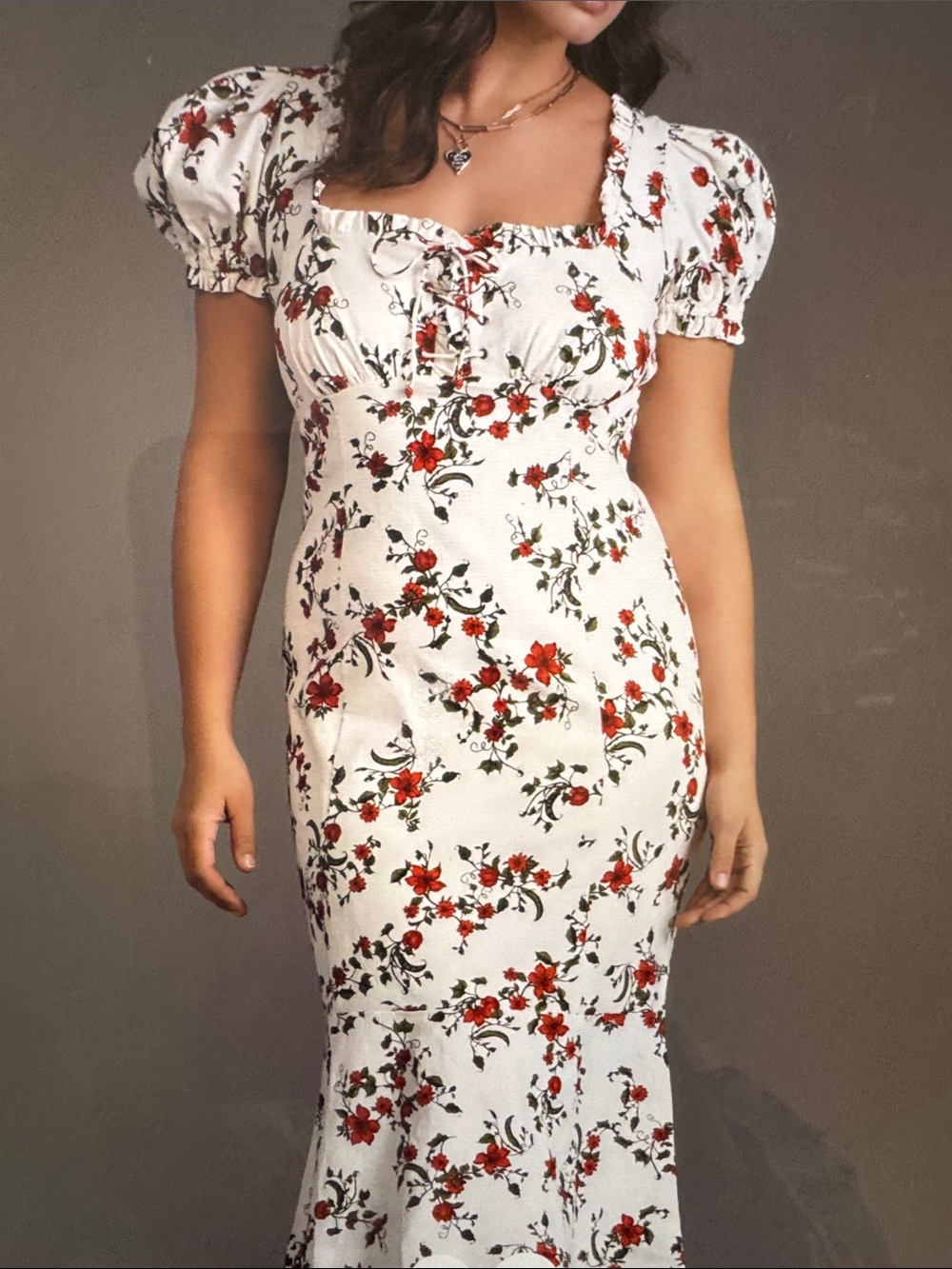 Maeve Linen Blend Puff Sleeve Sweetheart  Floral Maxi Dress Sz 3X NWT